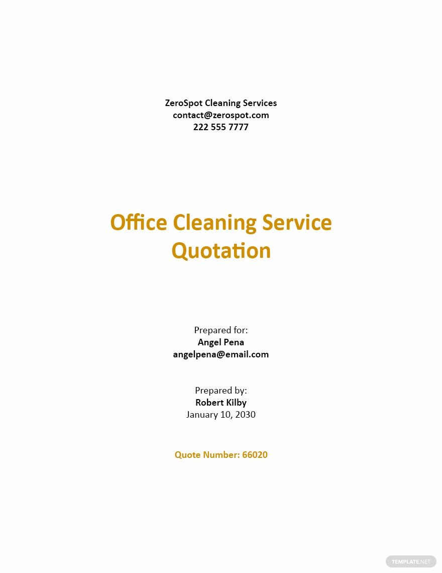Quotation for Office Cleaning Services Template