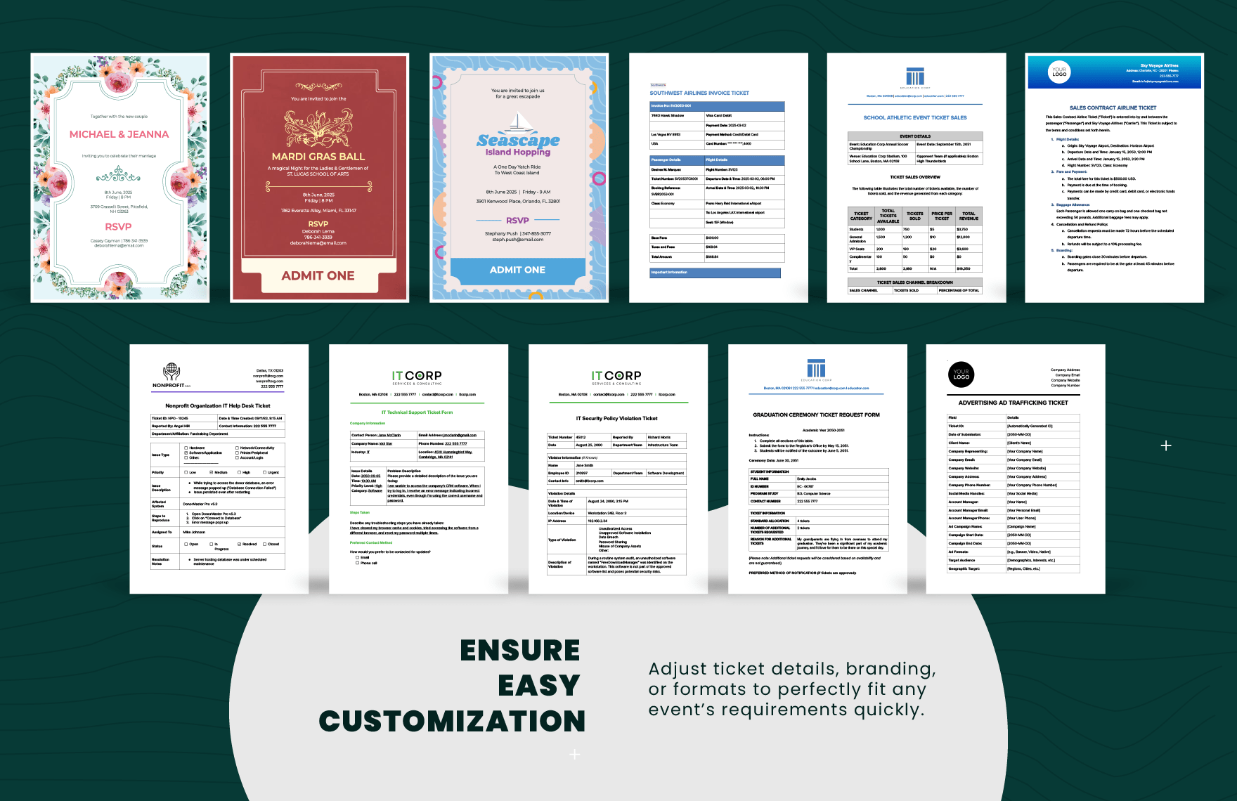 50+ Printable Tickets Template Bundle