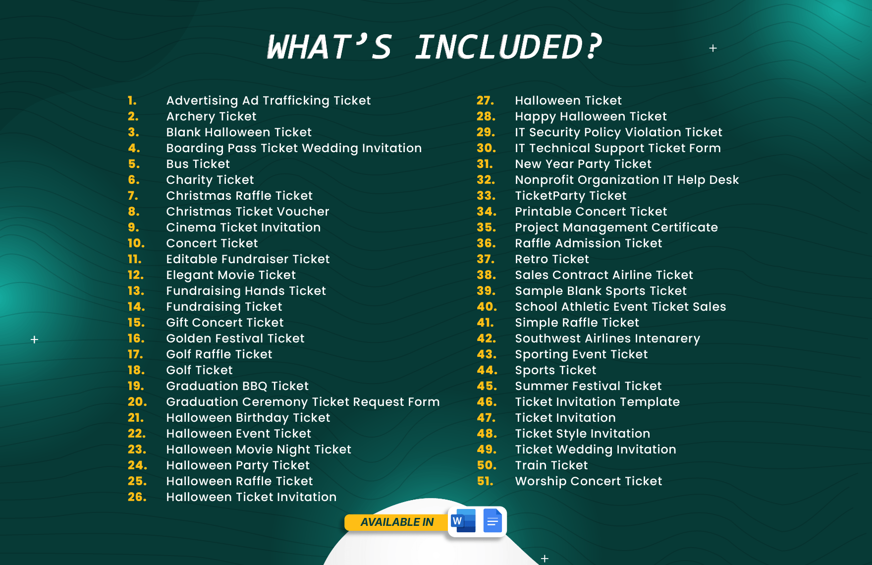 50+ Printable Tickets Template Bundle
