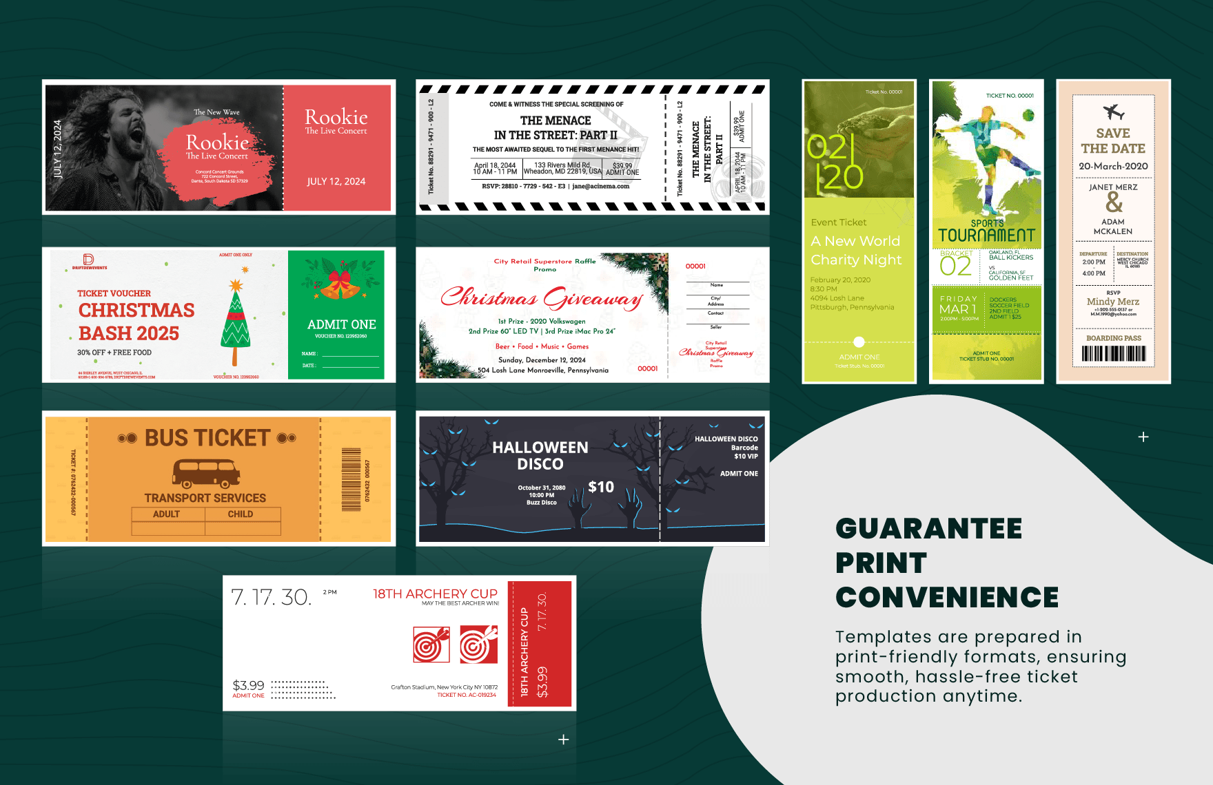 50+ Printable Tickets Template Bundle