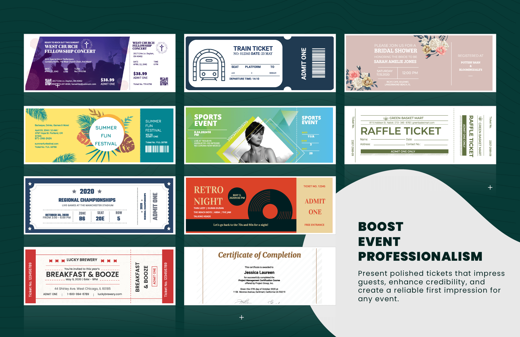 50+ Printable Tickets Template Bundle