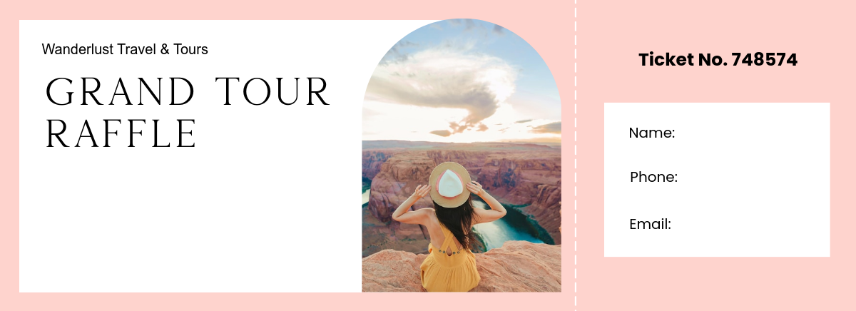Free Tour Raffle Ticket Template to Edit Online