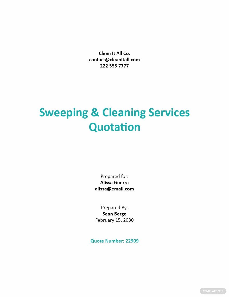 Free Quotation for Sweeping & Cleaning Services Template