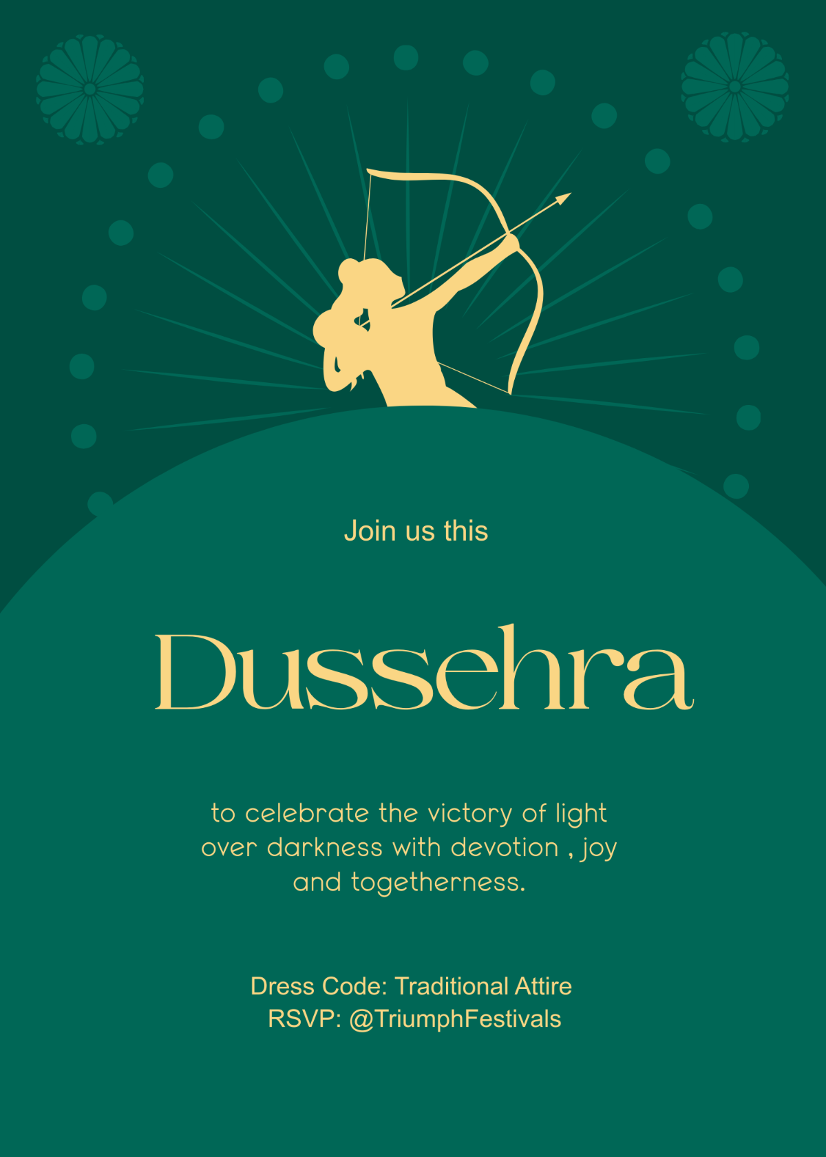 Free Triumph Dussehra Invitation Template to Edit Online