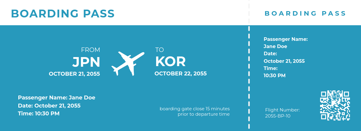 Free Airplane Boarding Pass Ticket Template to Edit Online