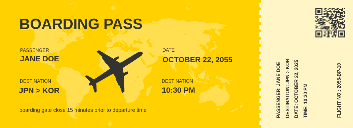Free Boarding Pass Airline Ticket Template to Edit Online