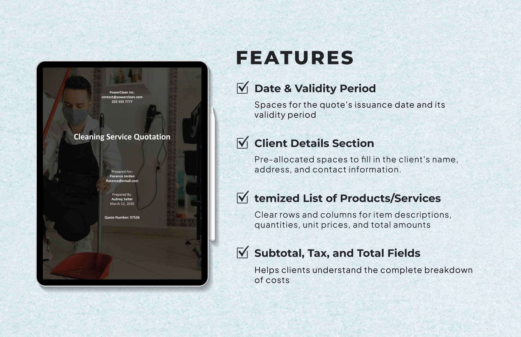 Request Quotation for Cleaning Services Template