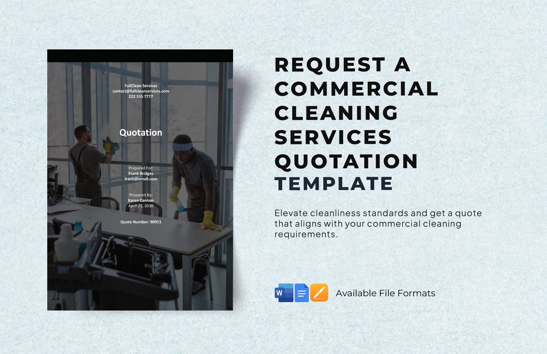 Request a Commercial Cleaning Services Quotation Template in Word, Google Docs, Apple Pages