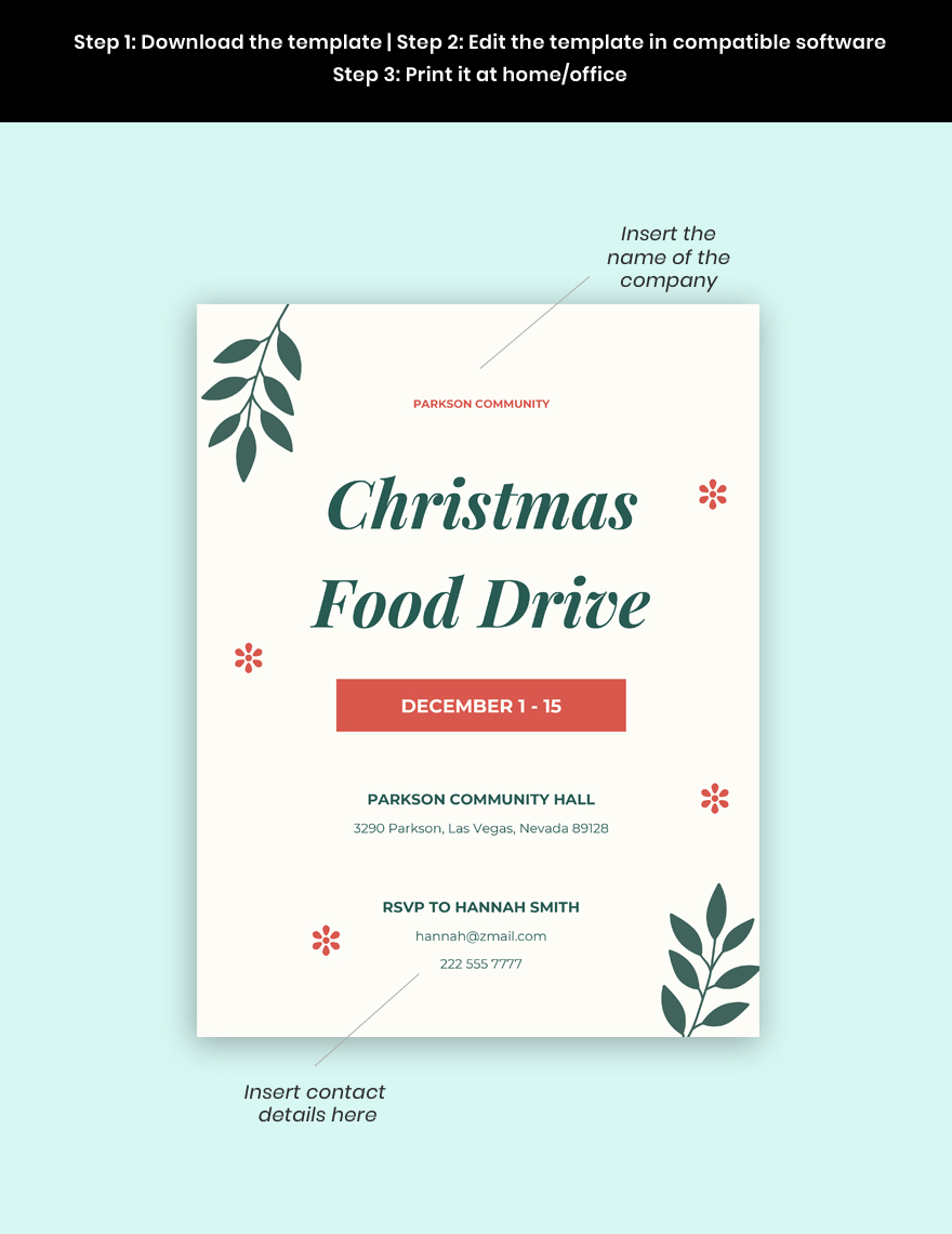 Christmas food drive flyer template