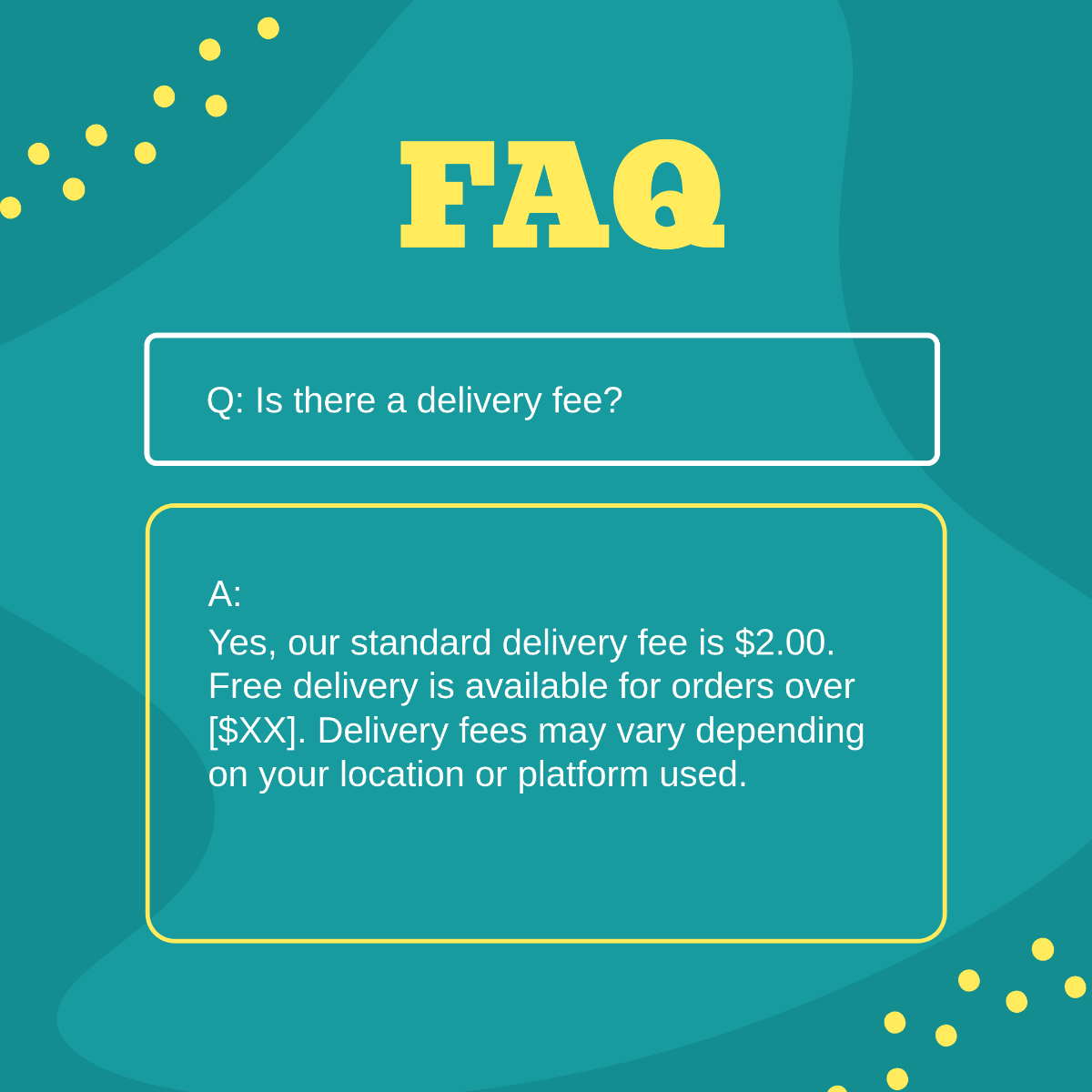 Free Food Delivery FAQ Instagram Post Template to Edit Online