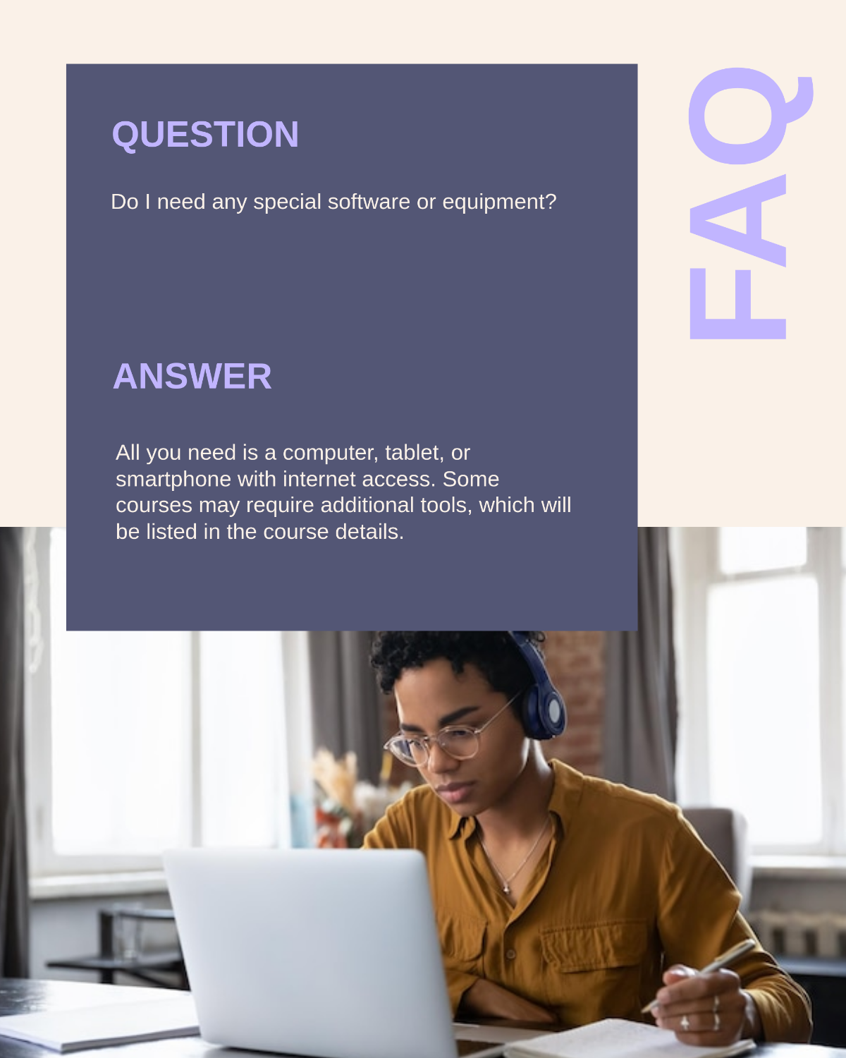 Free Online Course FAQ Instagram Post Template to Edit Online