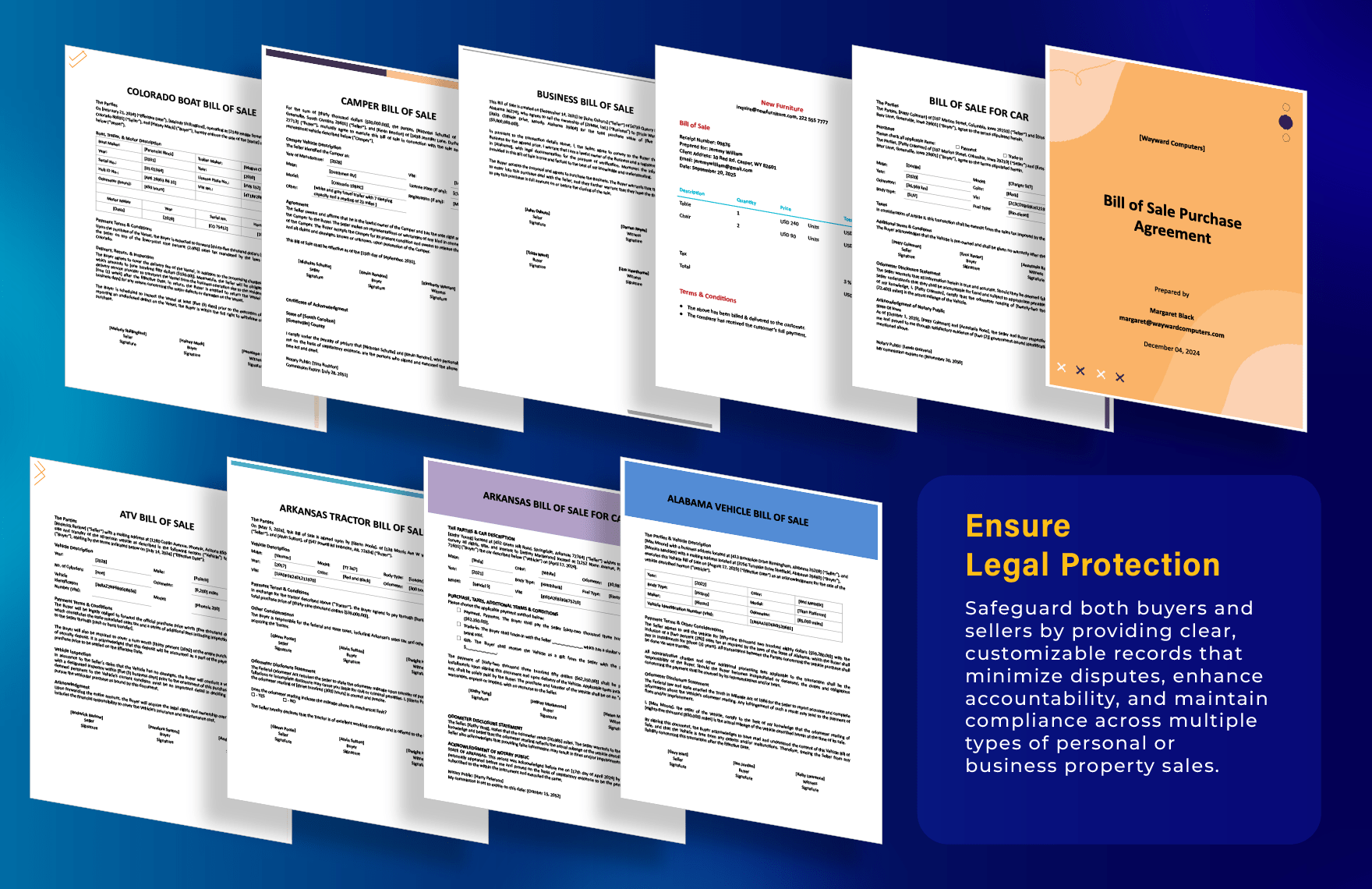 45+ Printable Bill of Sale Template Bundle