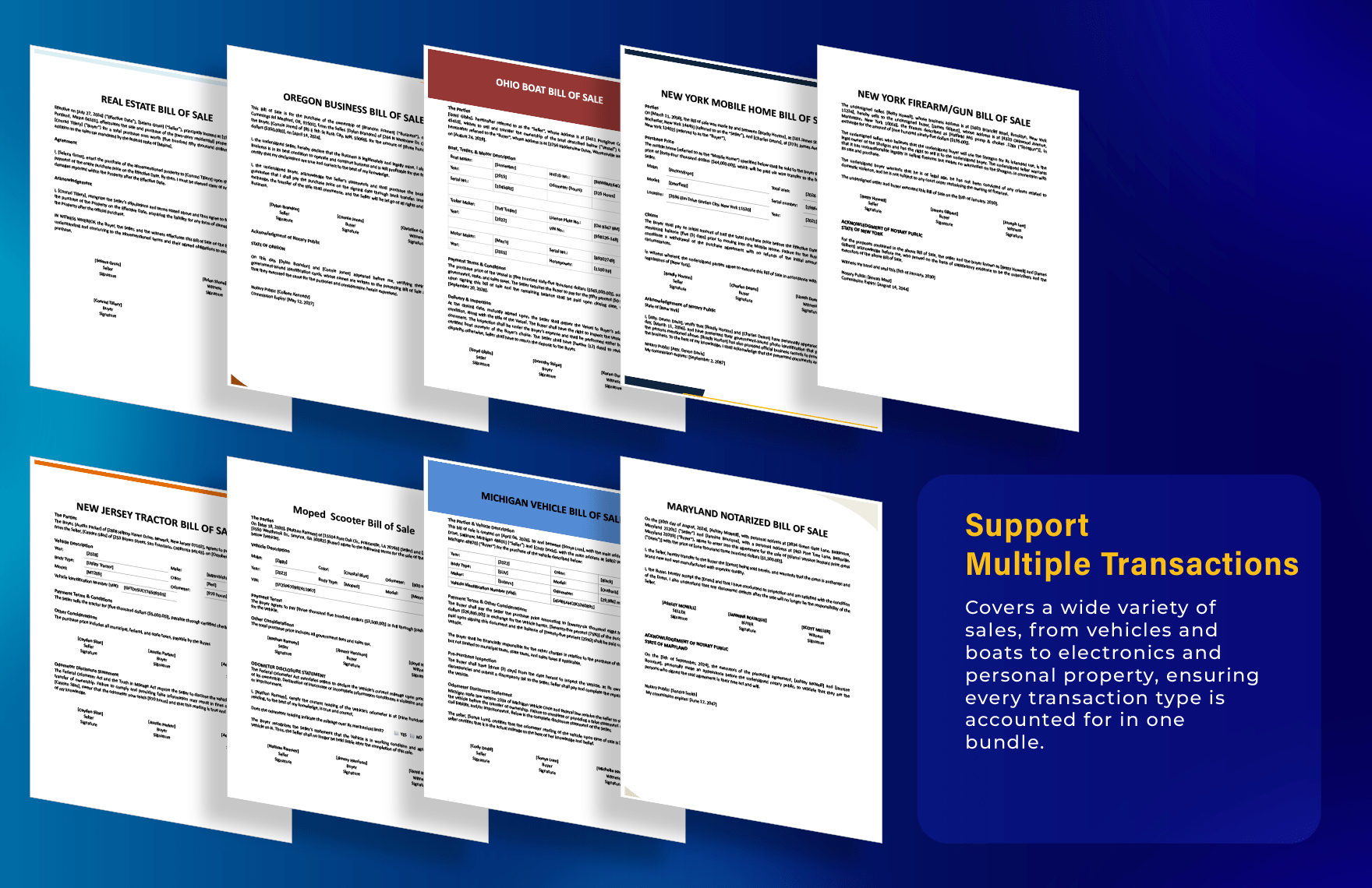 45+ Printable Bill of Sale Template Bundle