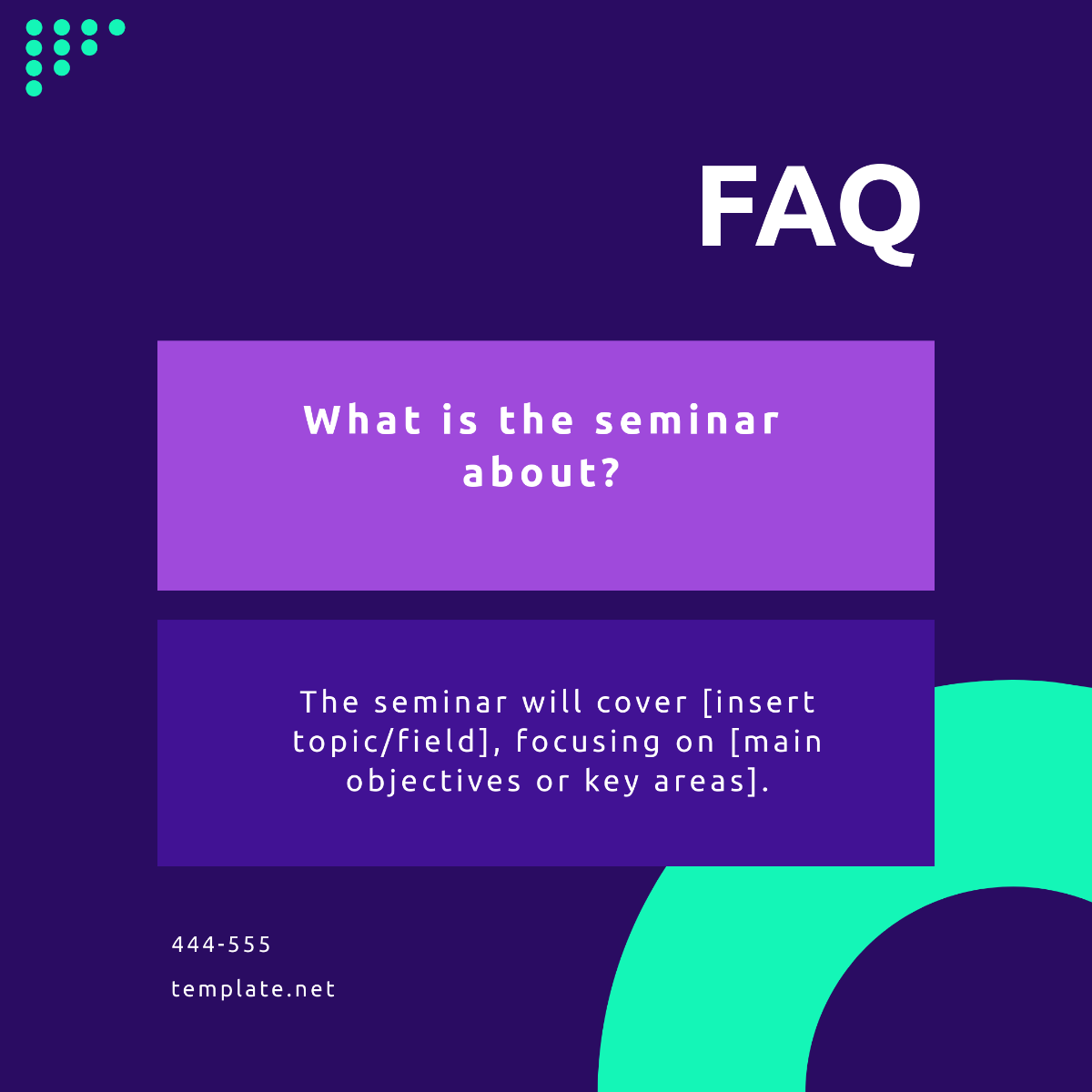 Free Seminar FAQ Design Template to Edit Online
