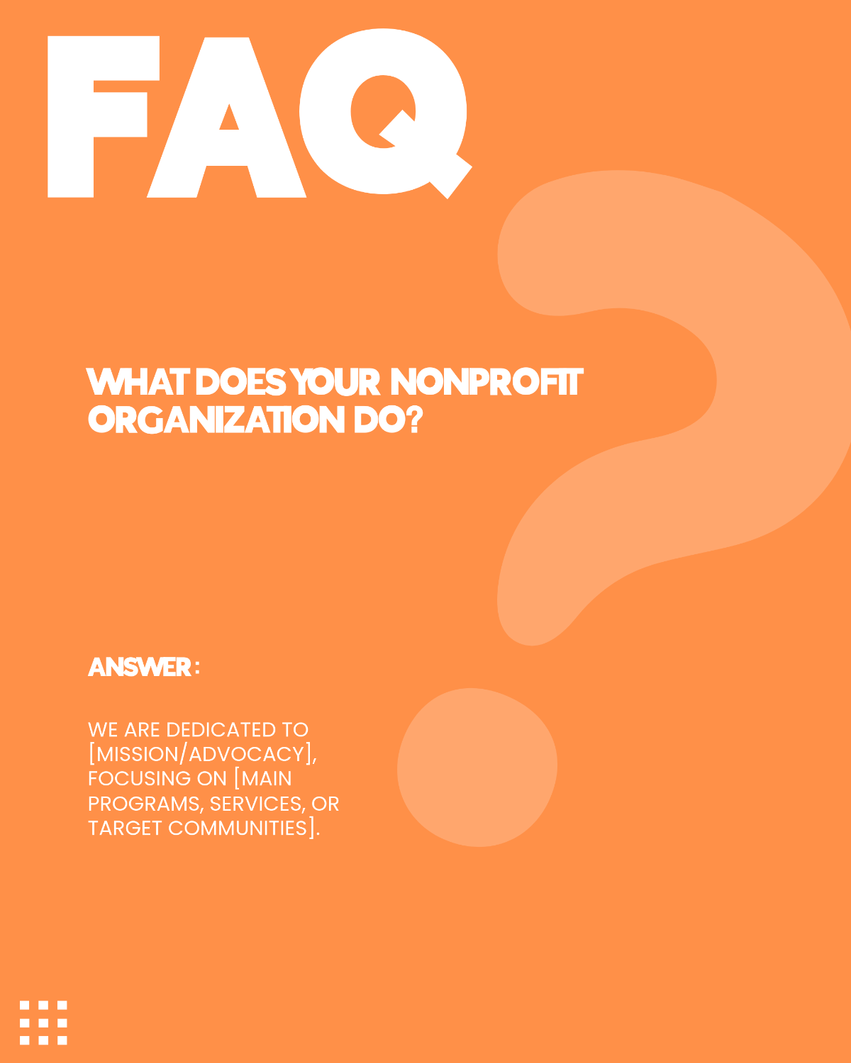 Free Nonprofit FAQ Instagram Template to Edit Online