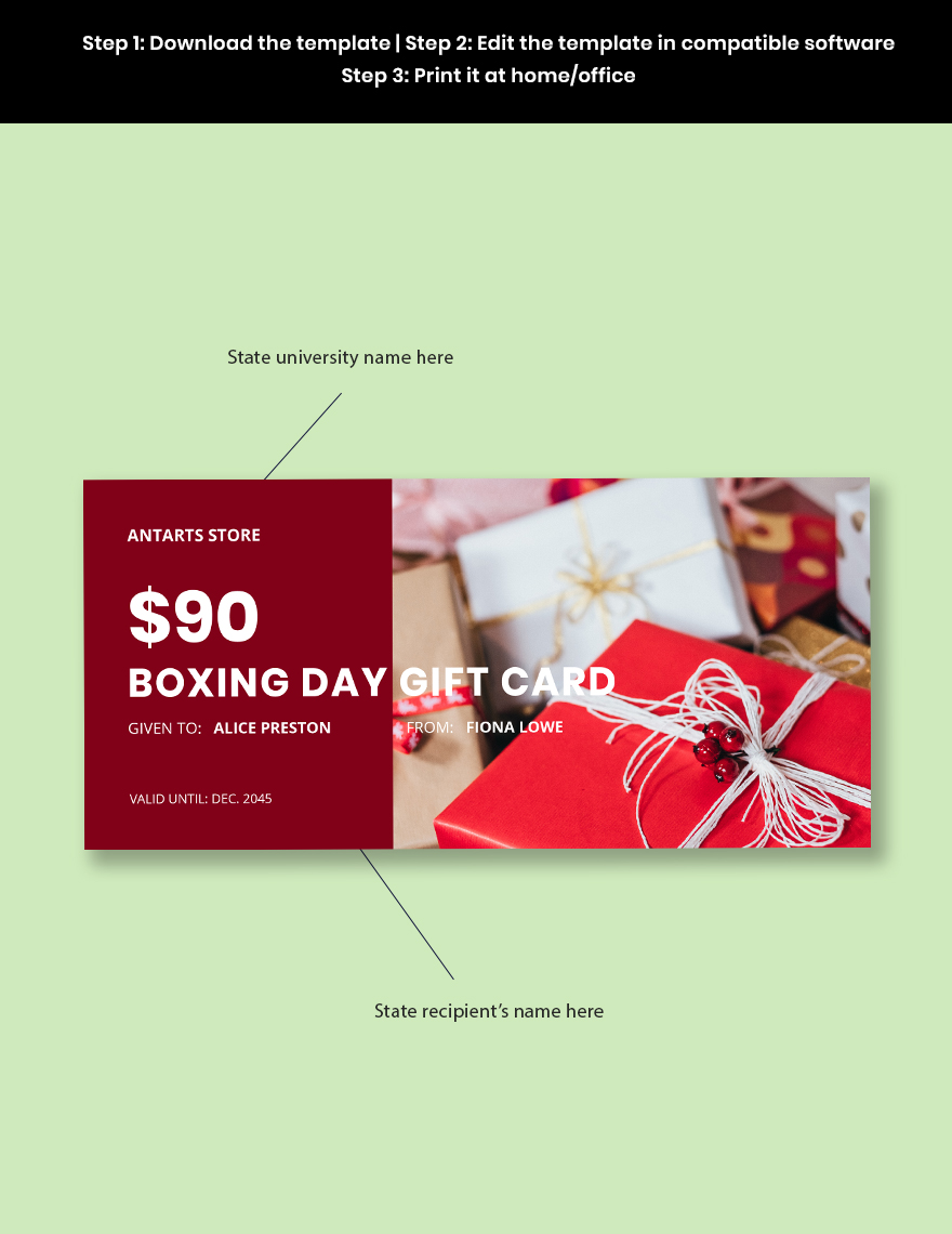 Boxing Day Gift Card Template