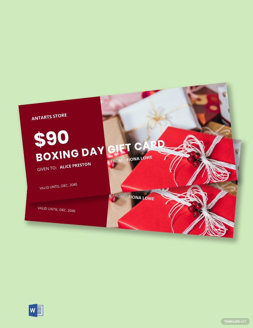 Free Boxing Day Gift Card Template