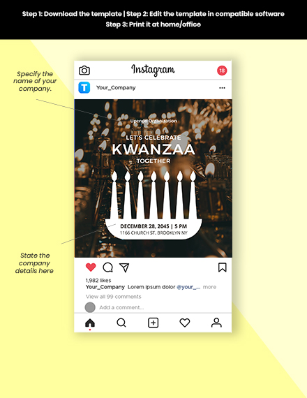 Free Kwanzaa Instagram Post Template to Edit Online