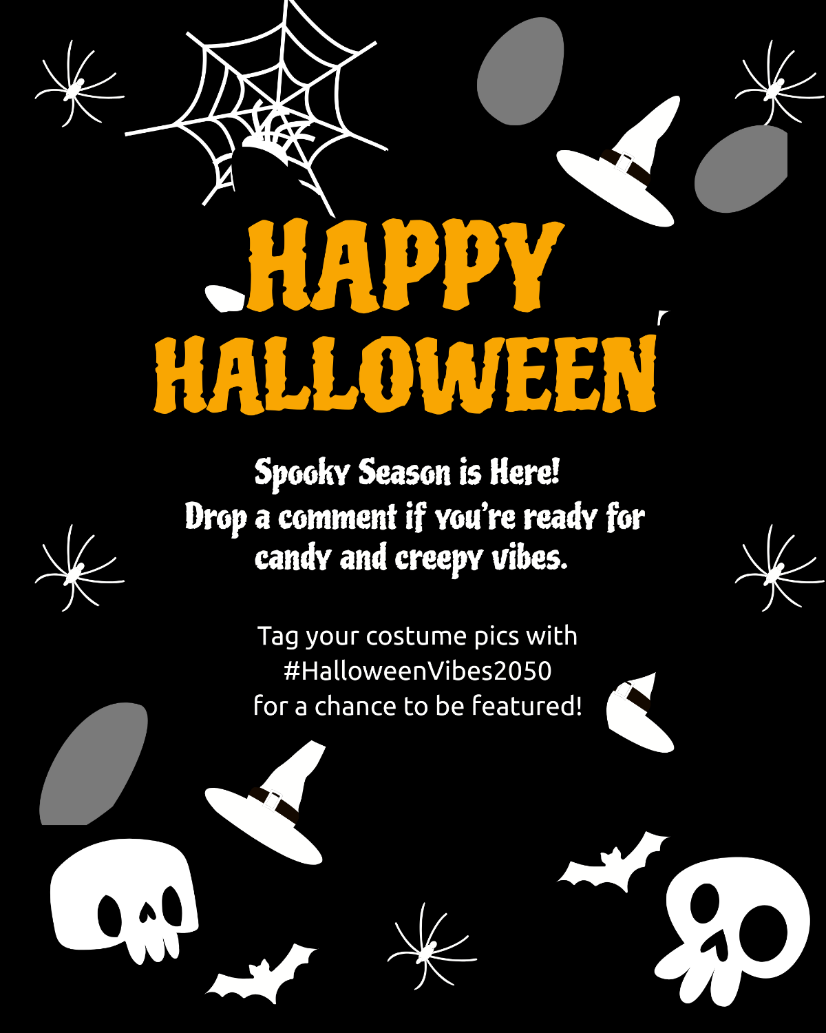 Free Black Halloween Instagram Post Template to Edit Online