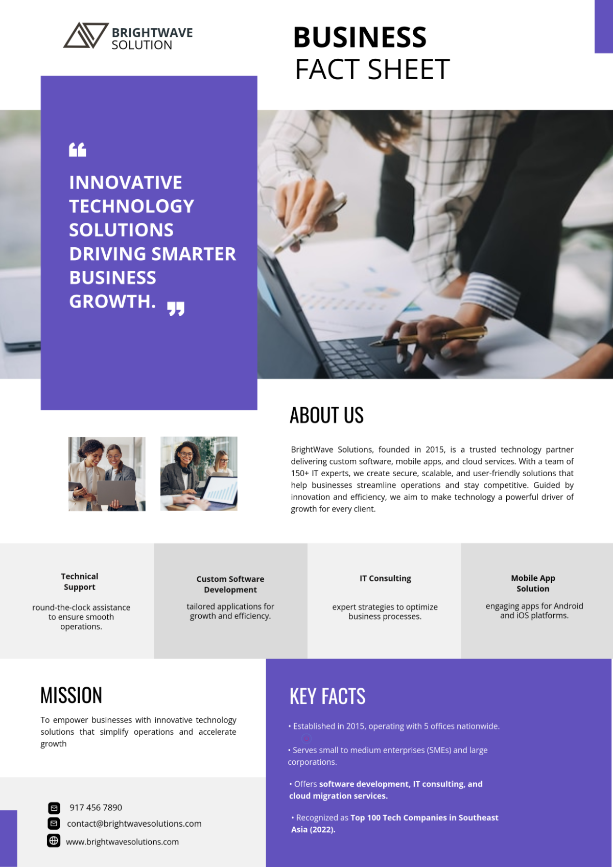 Business Fact Sheet Template