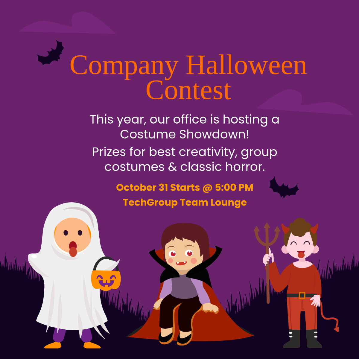 Free Halloween Costume Contest LinkedIn Post Template to Edit Online