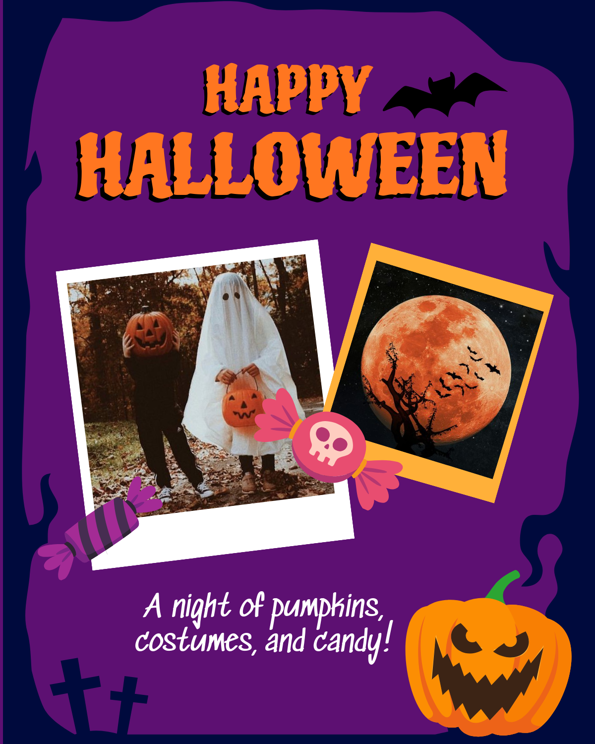 Free Halloween Collage Facebook Post Template to Edit Online