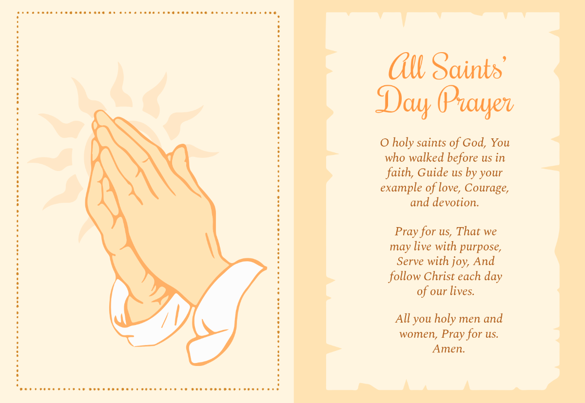 Free All Saints' Day Prayer Card Template to Edit Online
