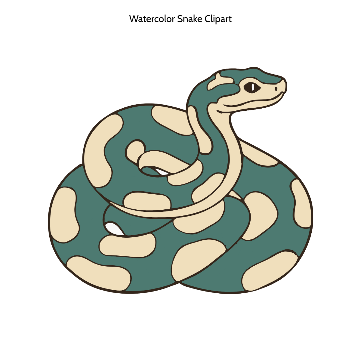 Free Watercolor Snake Outline Vector Clipart (PNG, SVG) to Edit Online