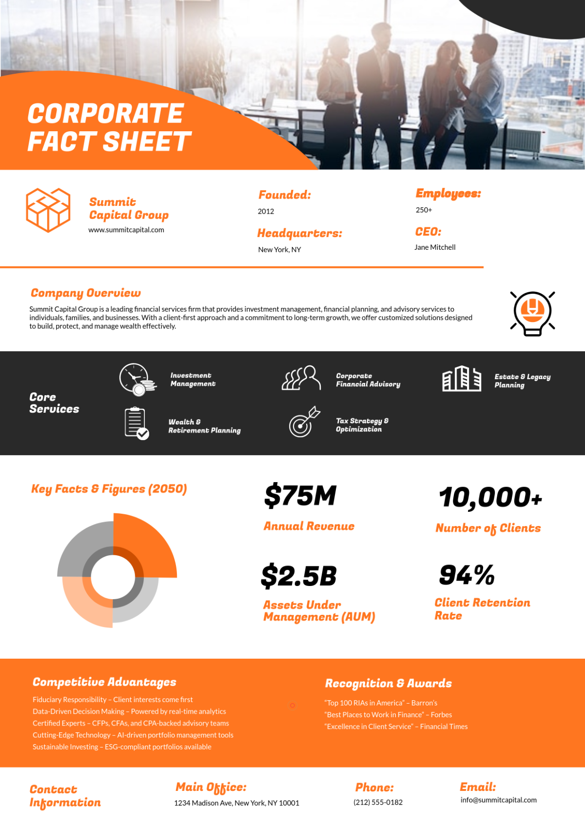 Free Corporate Fact Sheet Template to Edit Online