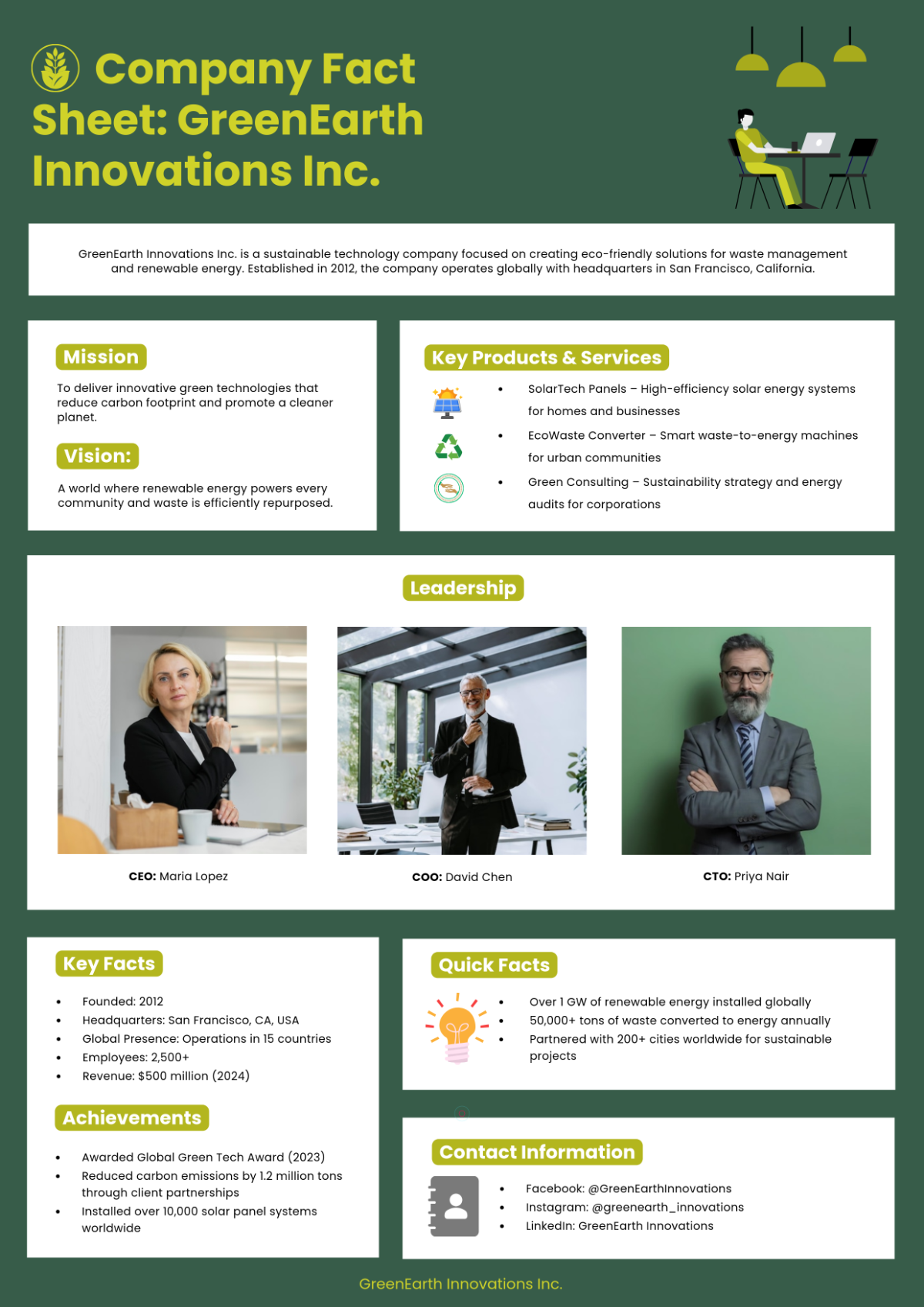 Free Company Fact Sheet Template to Edit Online