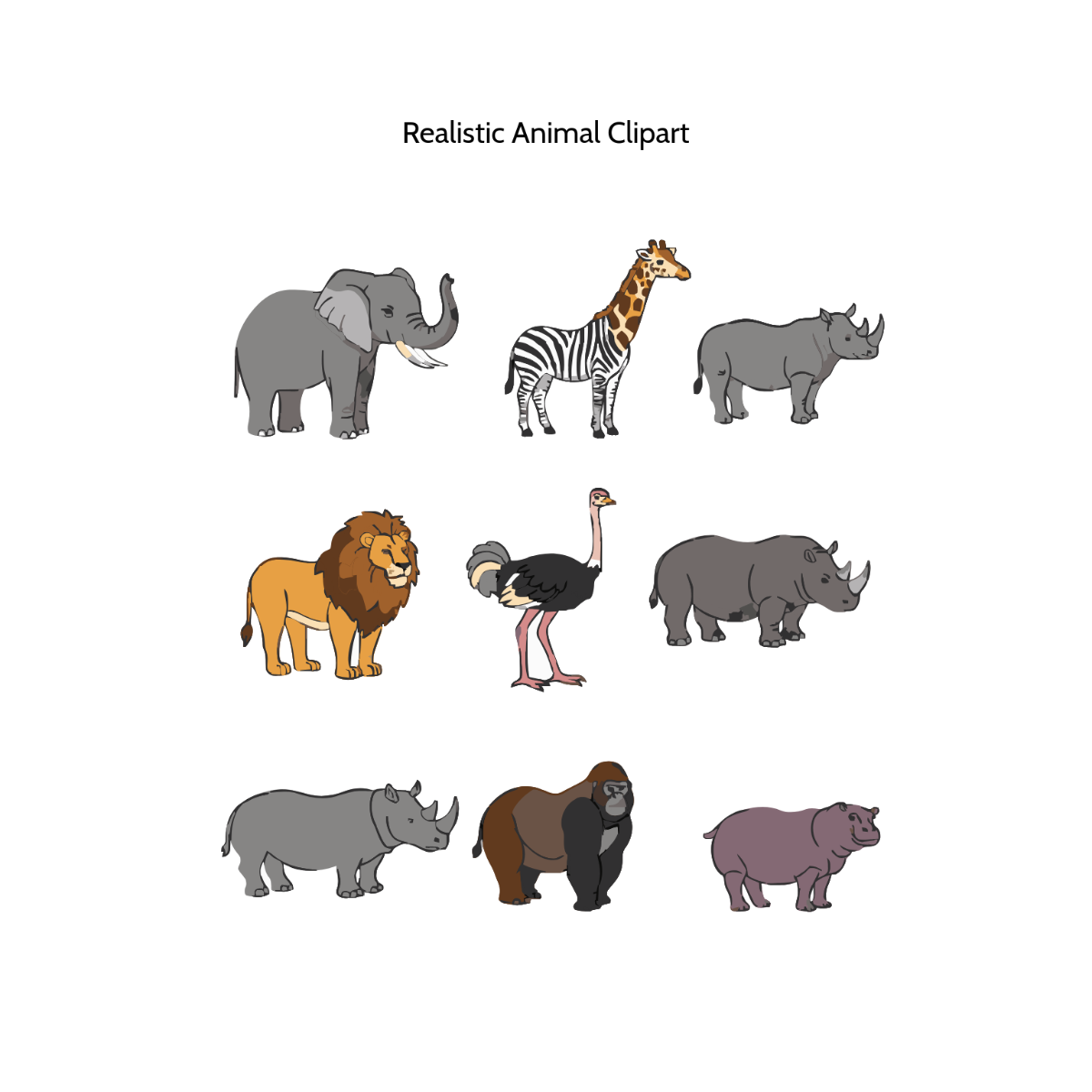 Free Realistic Animal Vector Clipart (PNG, SVG) to Edit Online