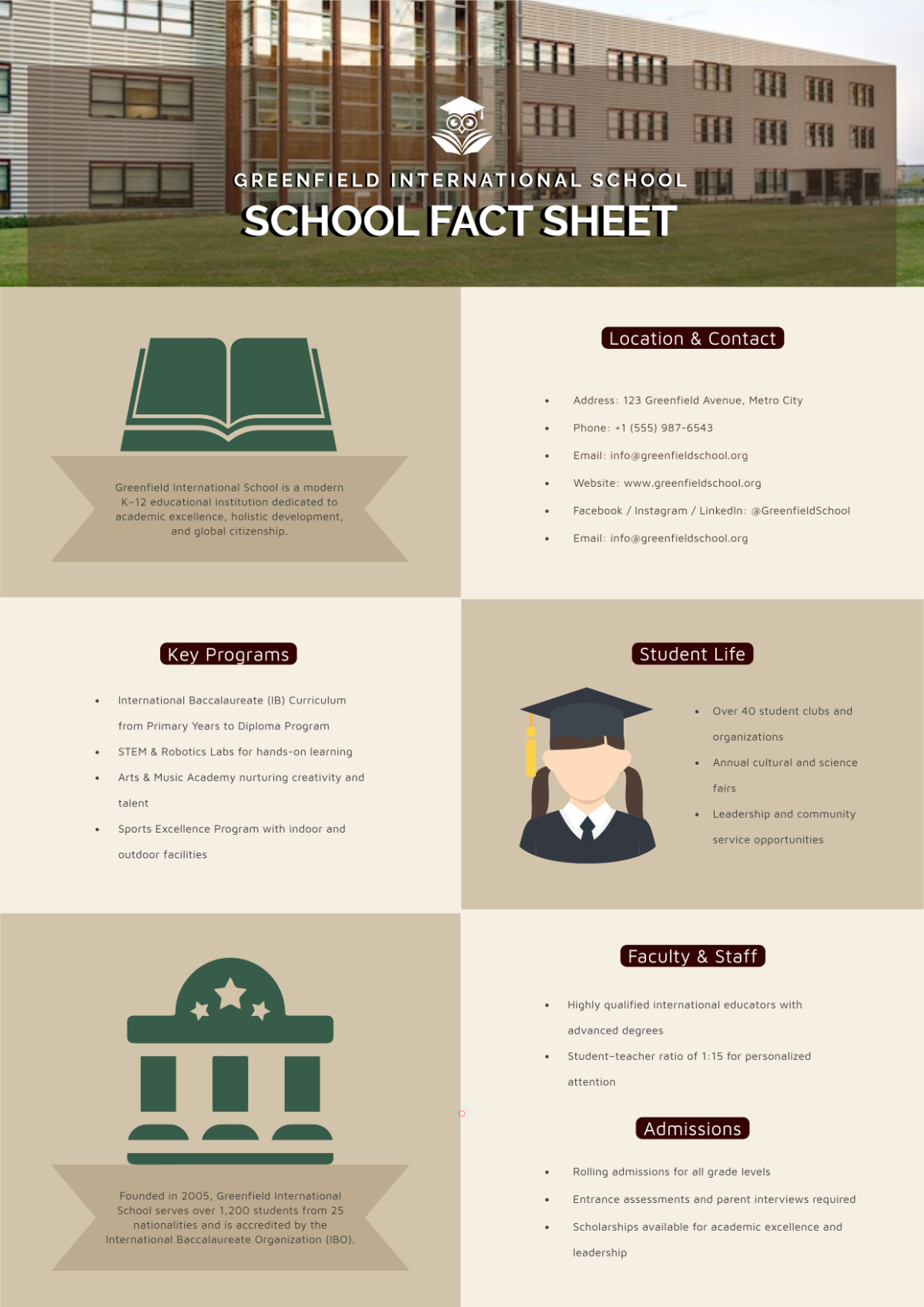 Free School Fact Sheet Template to Edit Online