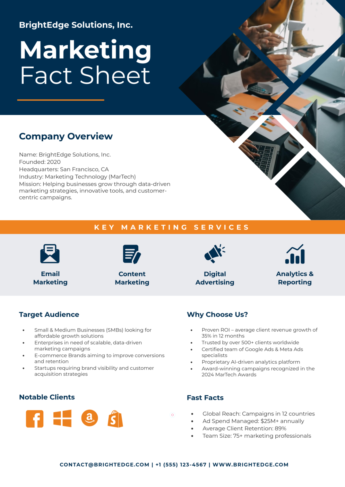 Free Marketing Fact Sheet Template to Edit Online