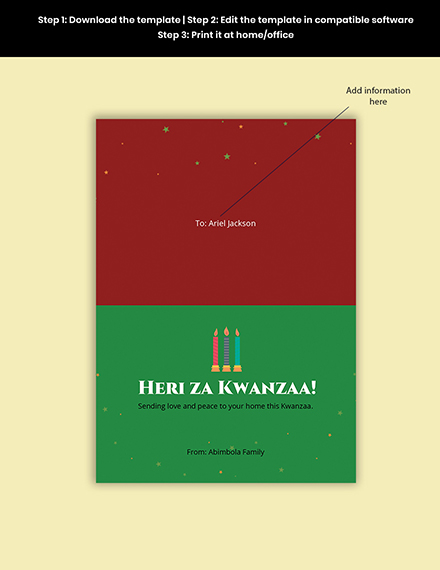 Free Kwanzaa Holiday Card Template to Edit Online