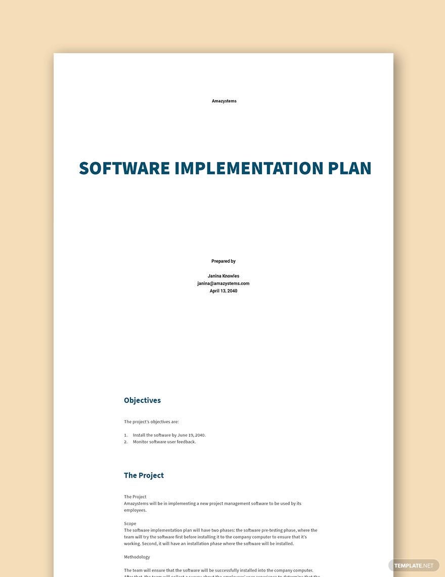 Project Implementation Plan Template - Google Docs, Word, Apple Pages ...