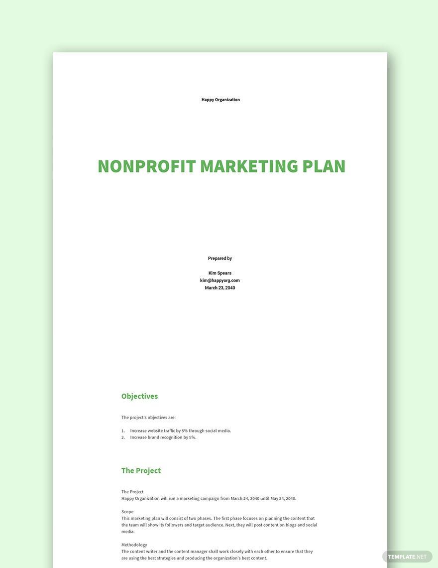 Free Nonprofit Marketing Plan Template