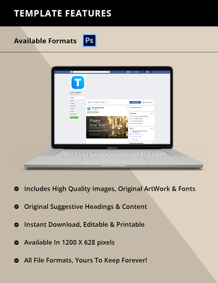 Free Happy New Year Facebook Post Template to Edit Online