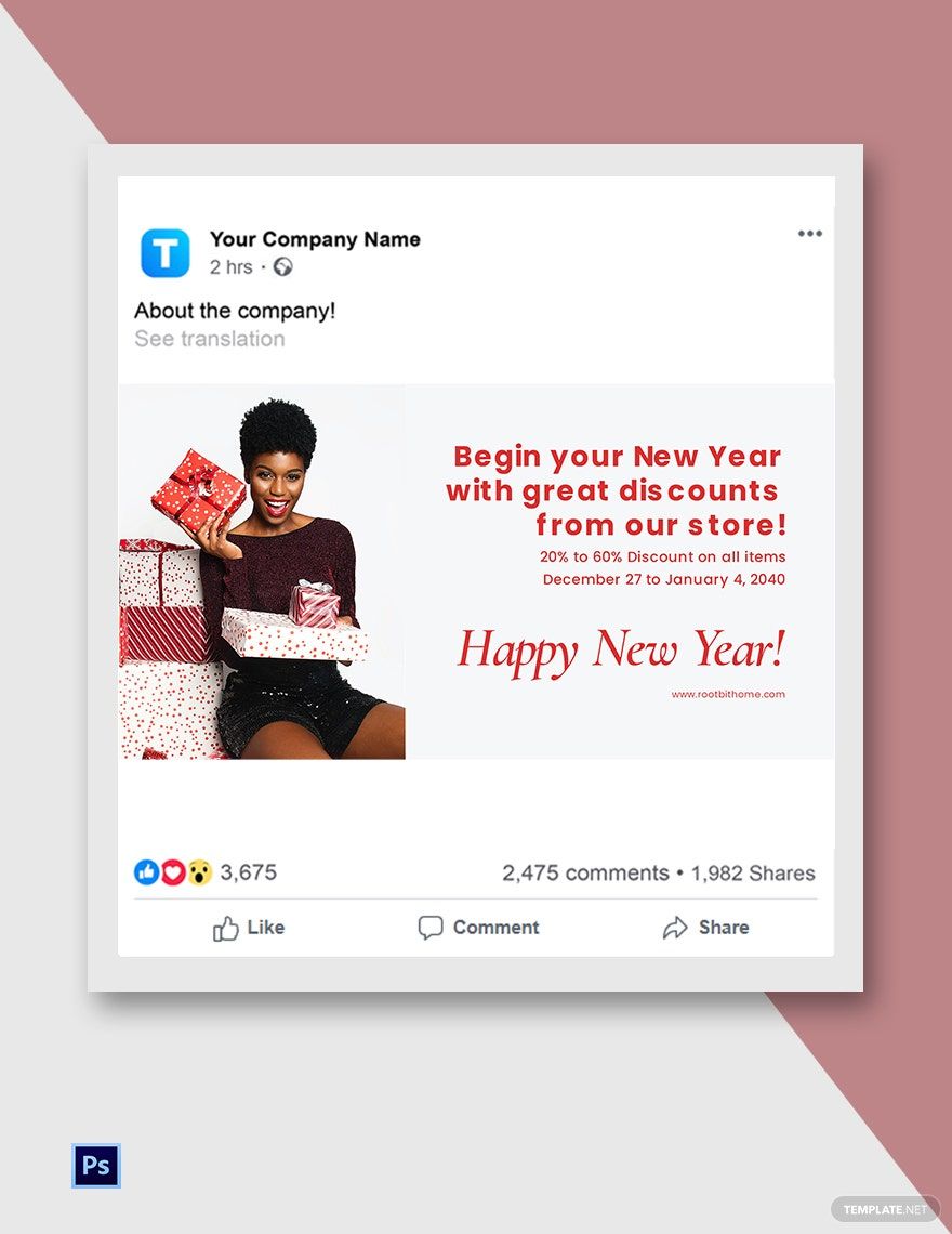 Simple New Year Facebook Post Template