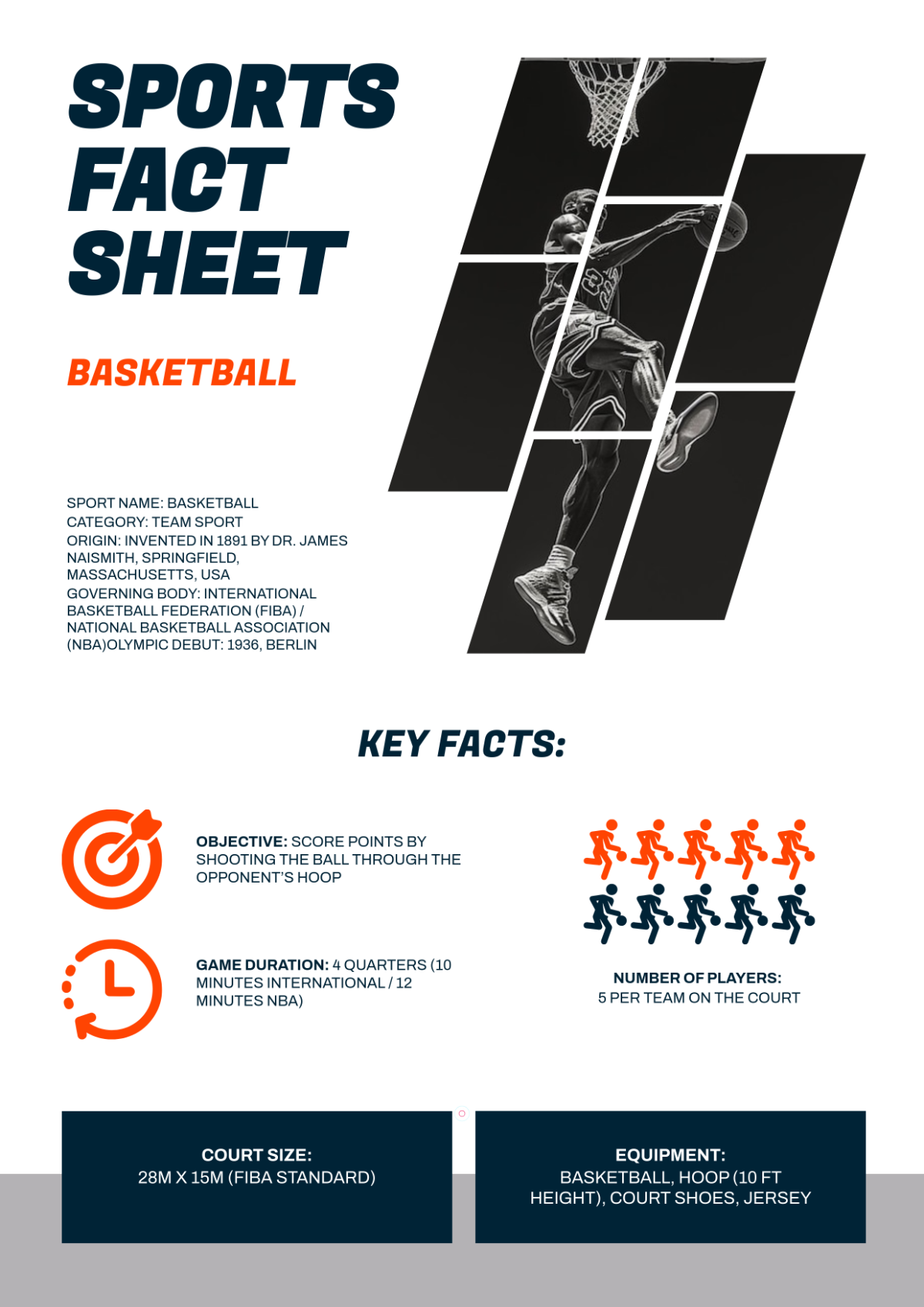 Free Sports Fact Sheet Two Pages Template to Edit Online