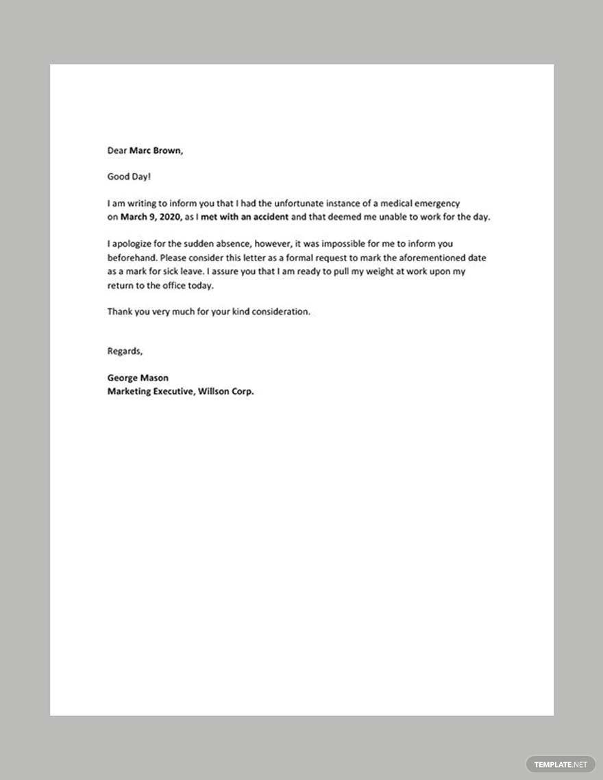 Medical Leave Letter in Word, Google Docs, PDF - Download | Template.net