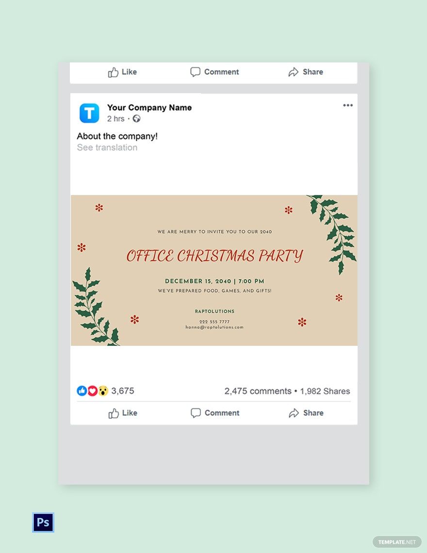 Christmas Party Facebook Post Template