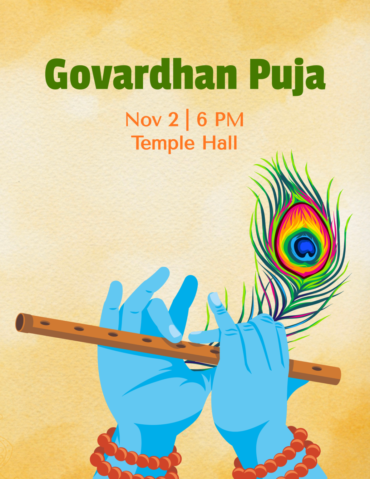 Free Govardhan Puja Flyer Template to Edit Online