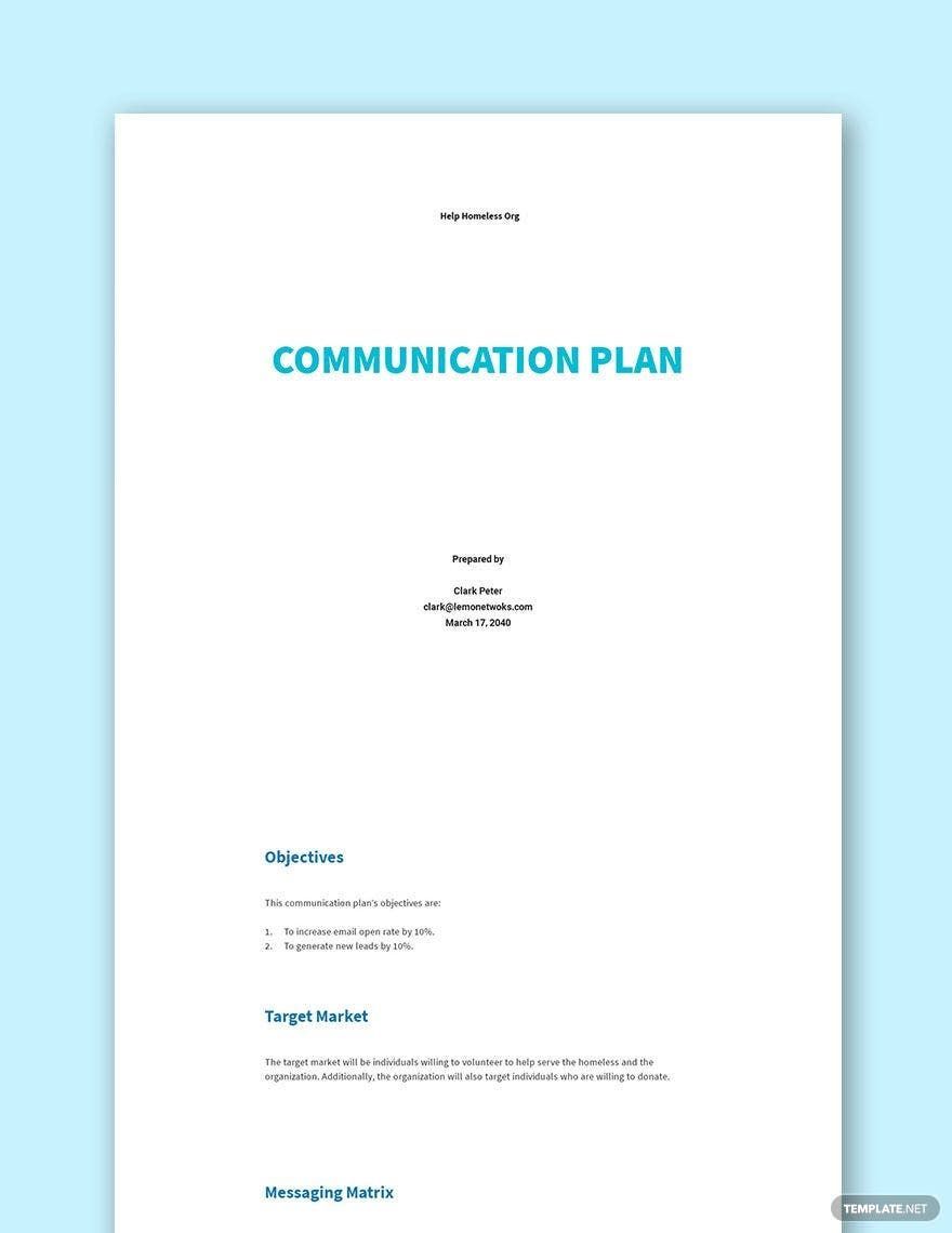 Nonprofit Communications Plan Template