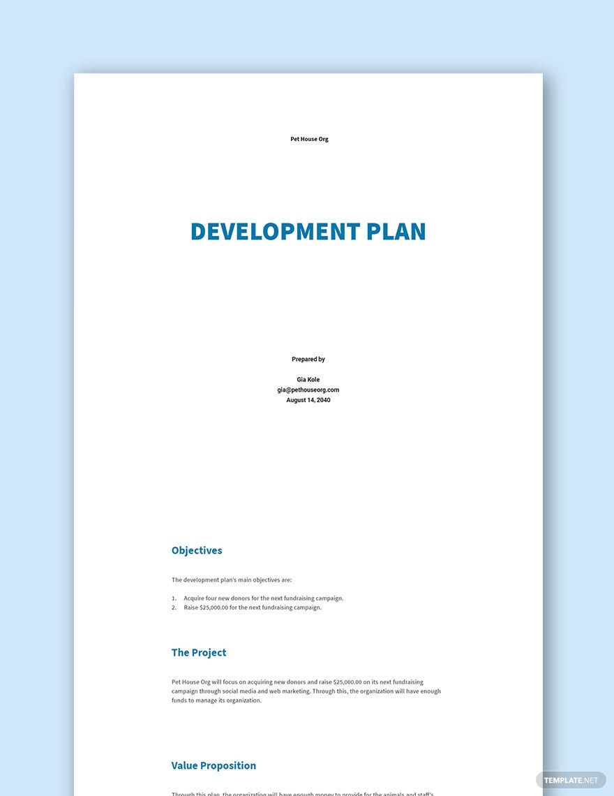Nonprofit Development Plan Template