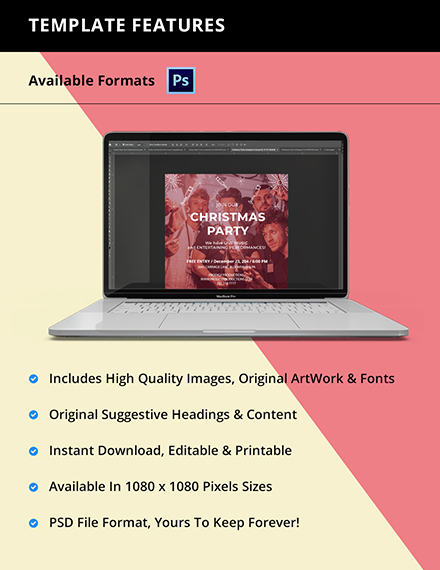 Free Christmas Party Instagram Post Template to Edit Online