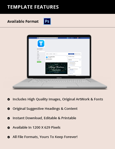 Free Simple Christmas Facebook Post Template to Edit Online