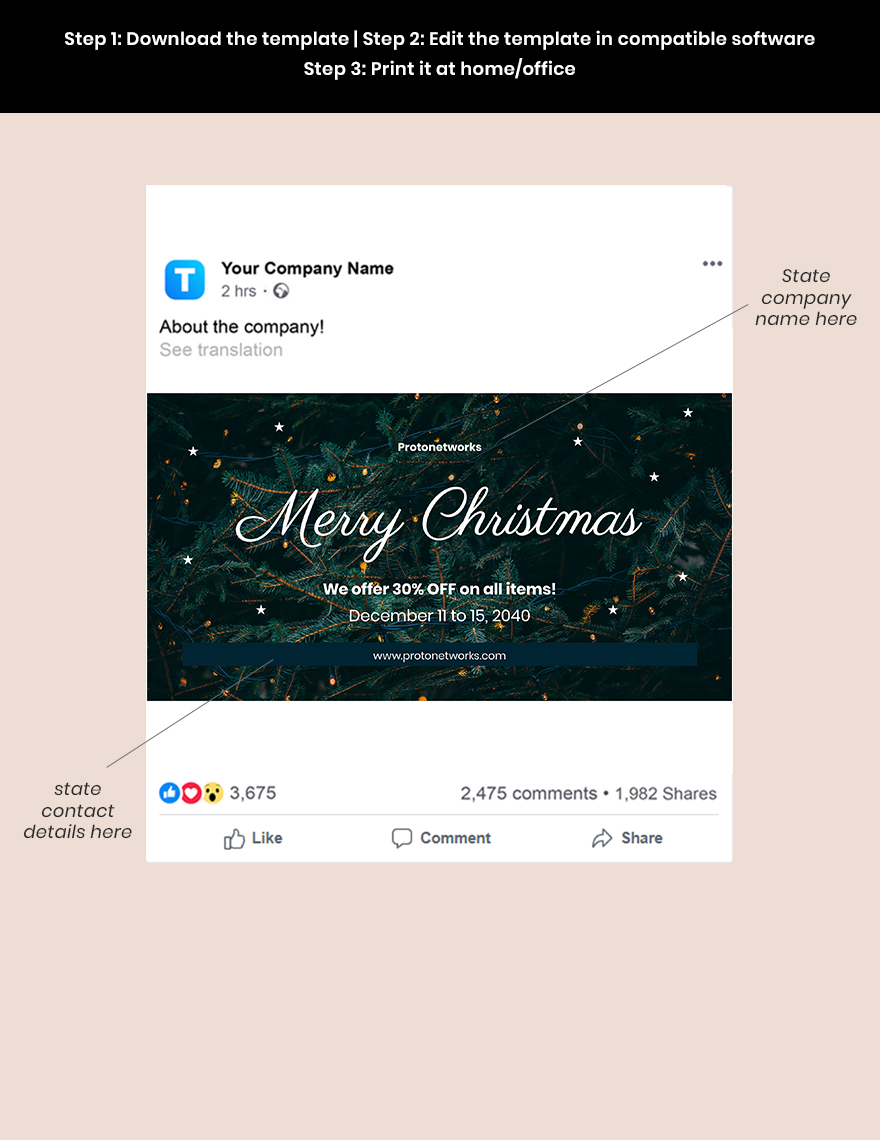 Simple Christmas Facebook Post Template