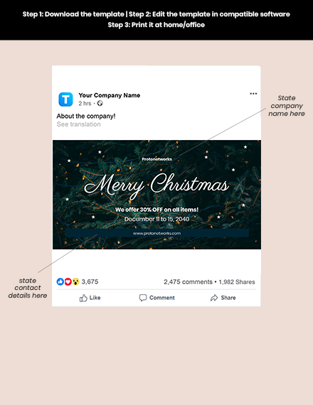 Free Simple Christmas Facebook Post Template to Edit Online