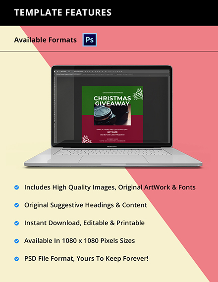 Free Christmas Giveaway Instagram Post Template to Edit Online