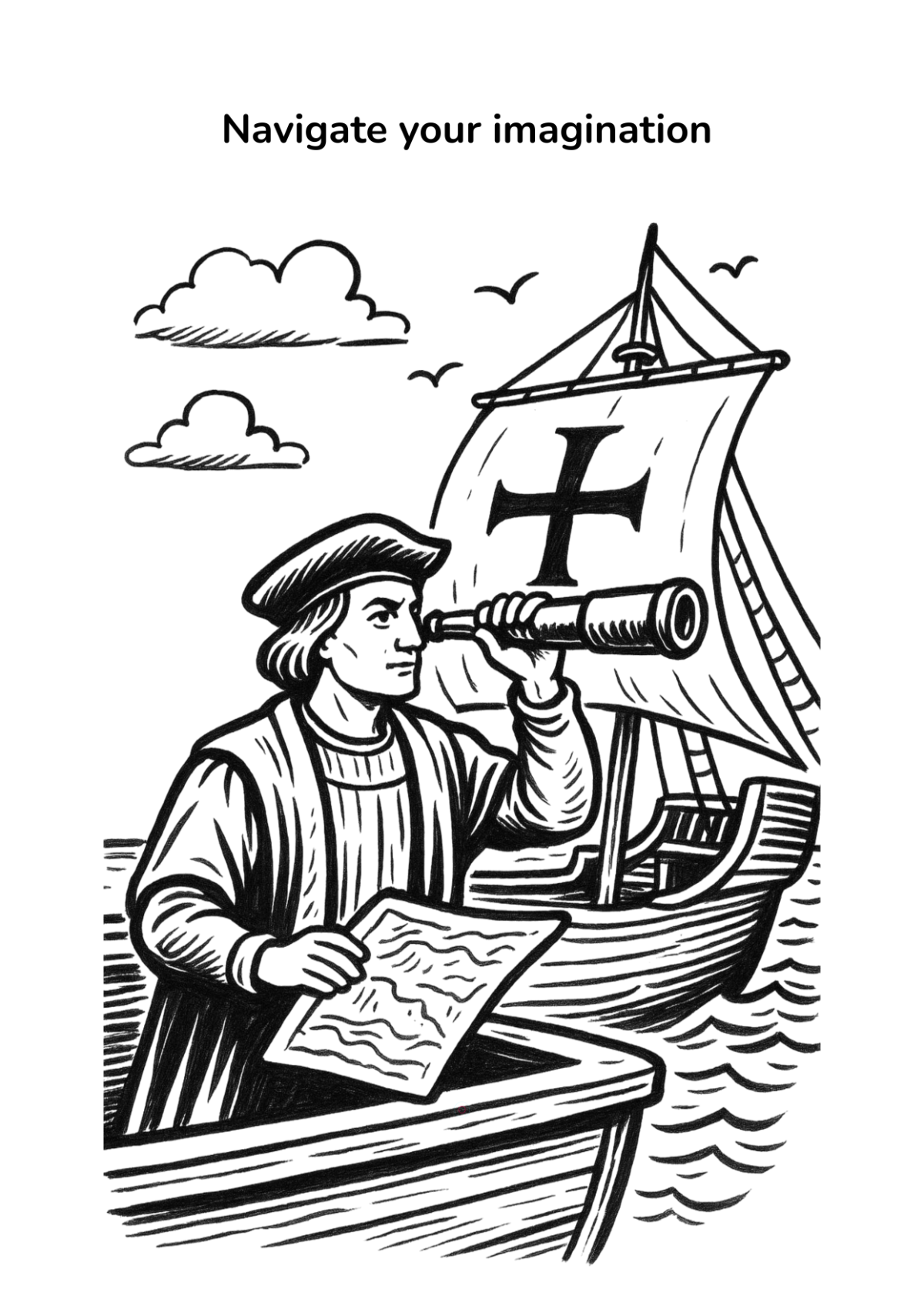 Free Creative Columbus Day Coloring Template to Edit Online